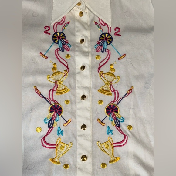 ESCADA White Embroidered Top/ blouse Size 40 PTP 22” - Picture 8 of 8